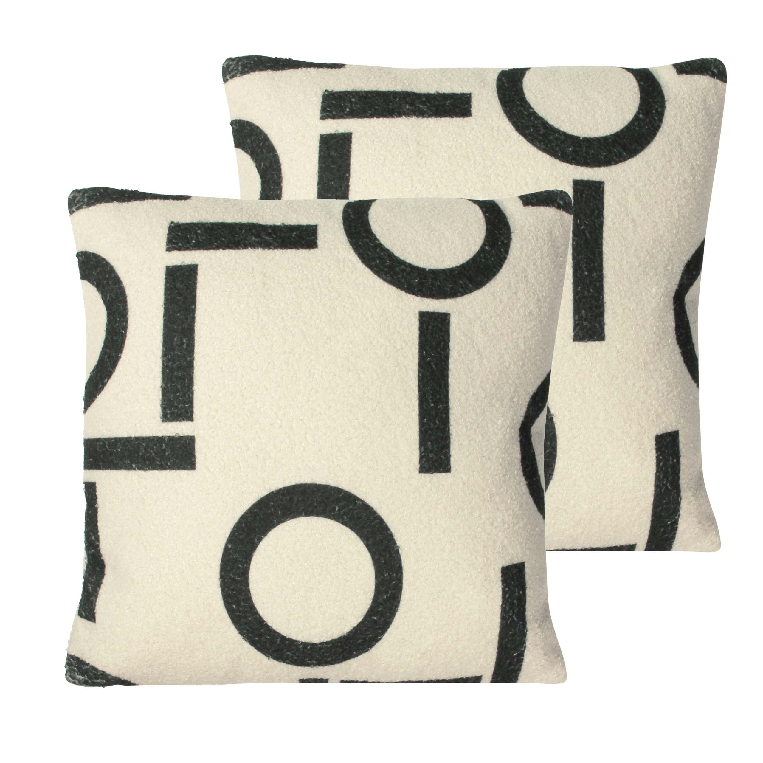 furn. Shearling Circa Feather Filled Cushions Twin Pack,Black,43 x 43cm