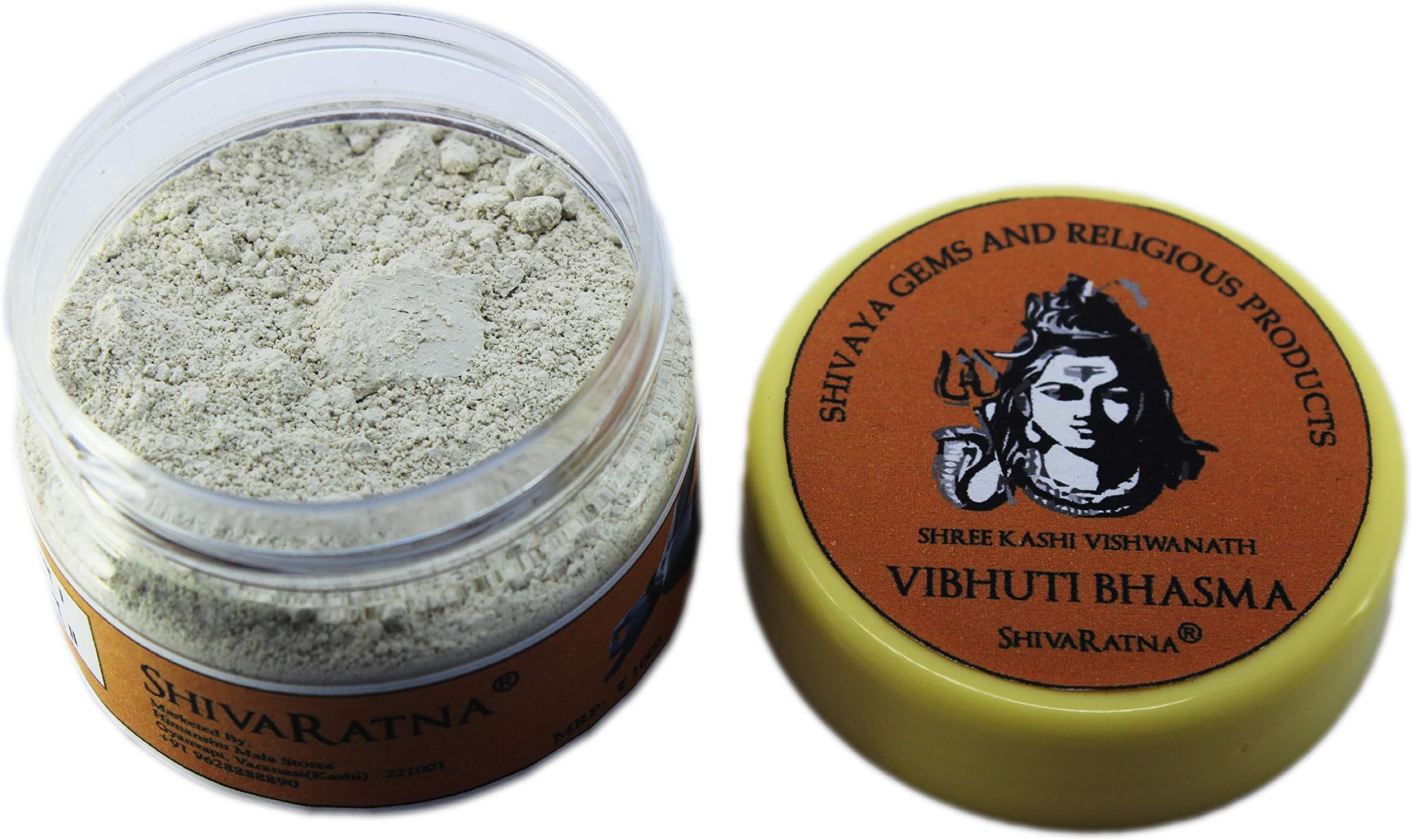 - SHIVARATNA Wood Shree Kashi Vishwanath Vibhuti Bhasma (Medium, White)