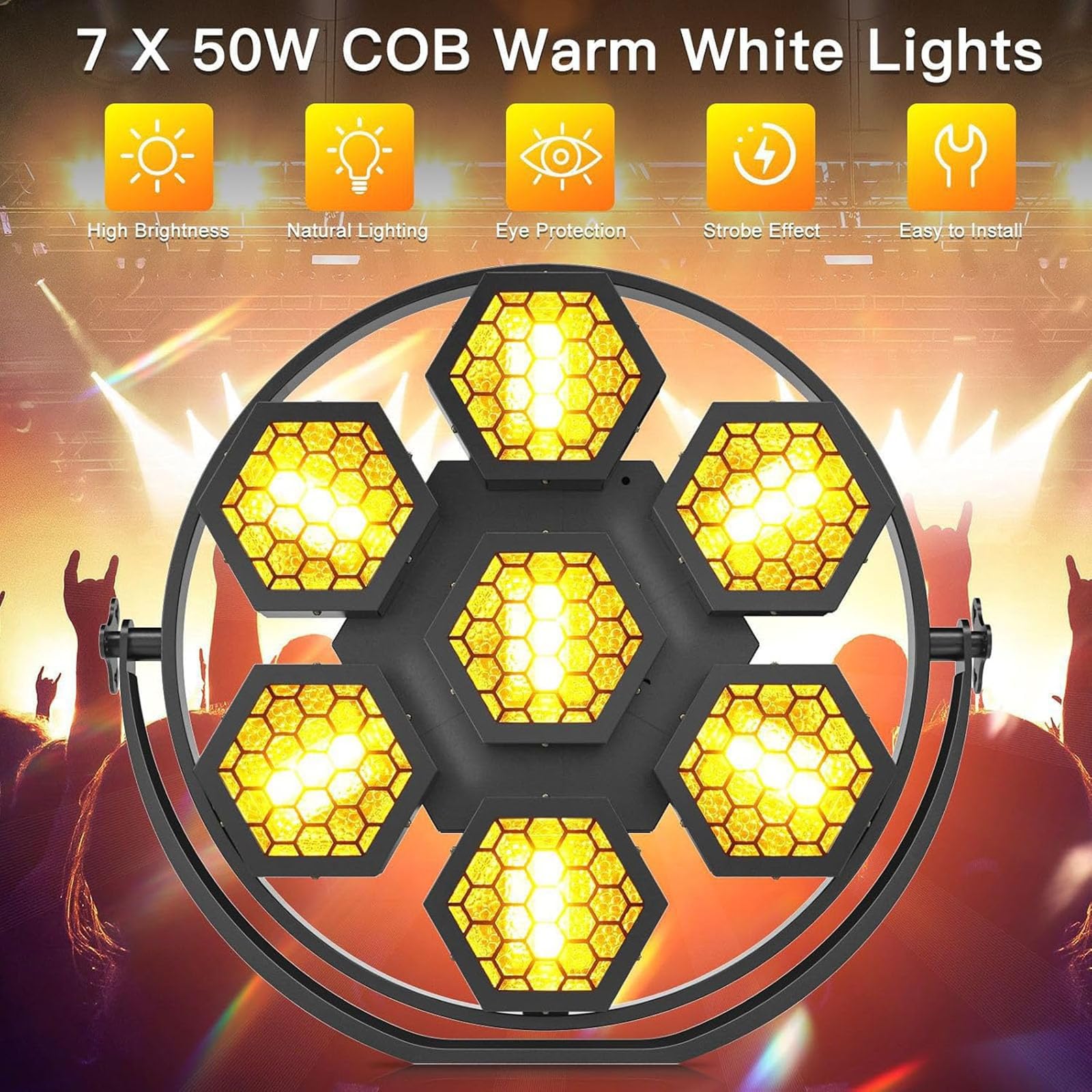 Luz de escenario LED de 350W con 7 cápsulas hexagonales retro