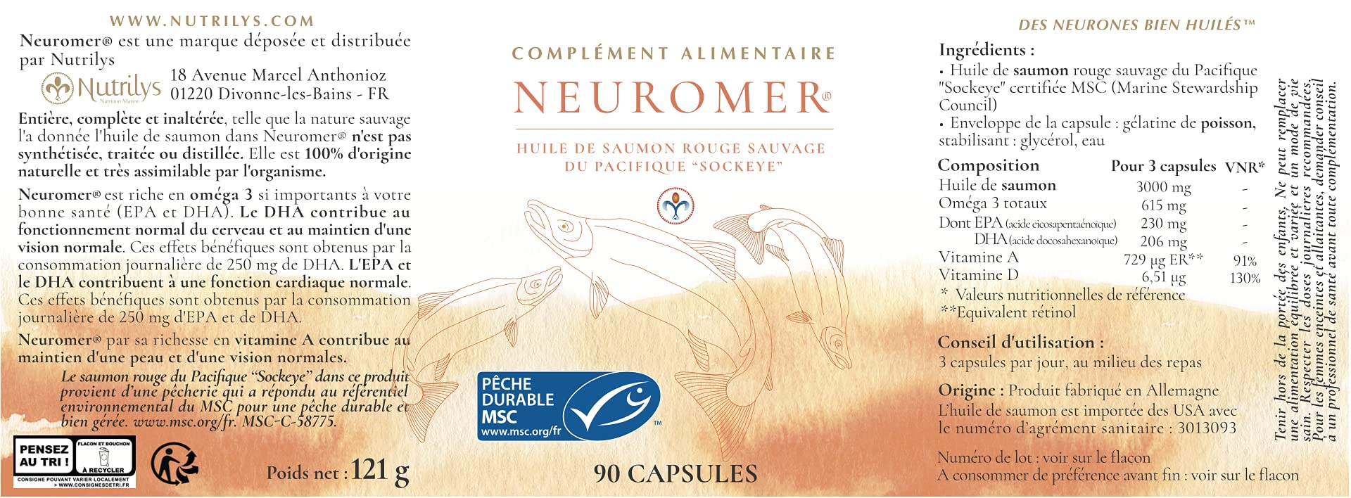 Neuromer® - Complément Alimentaire - Oméga 3/6/9, Vitamines A/D, + de 30 Acides Gras - 90 capsules