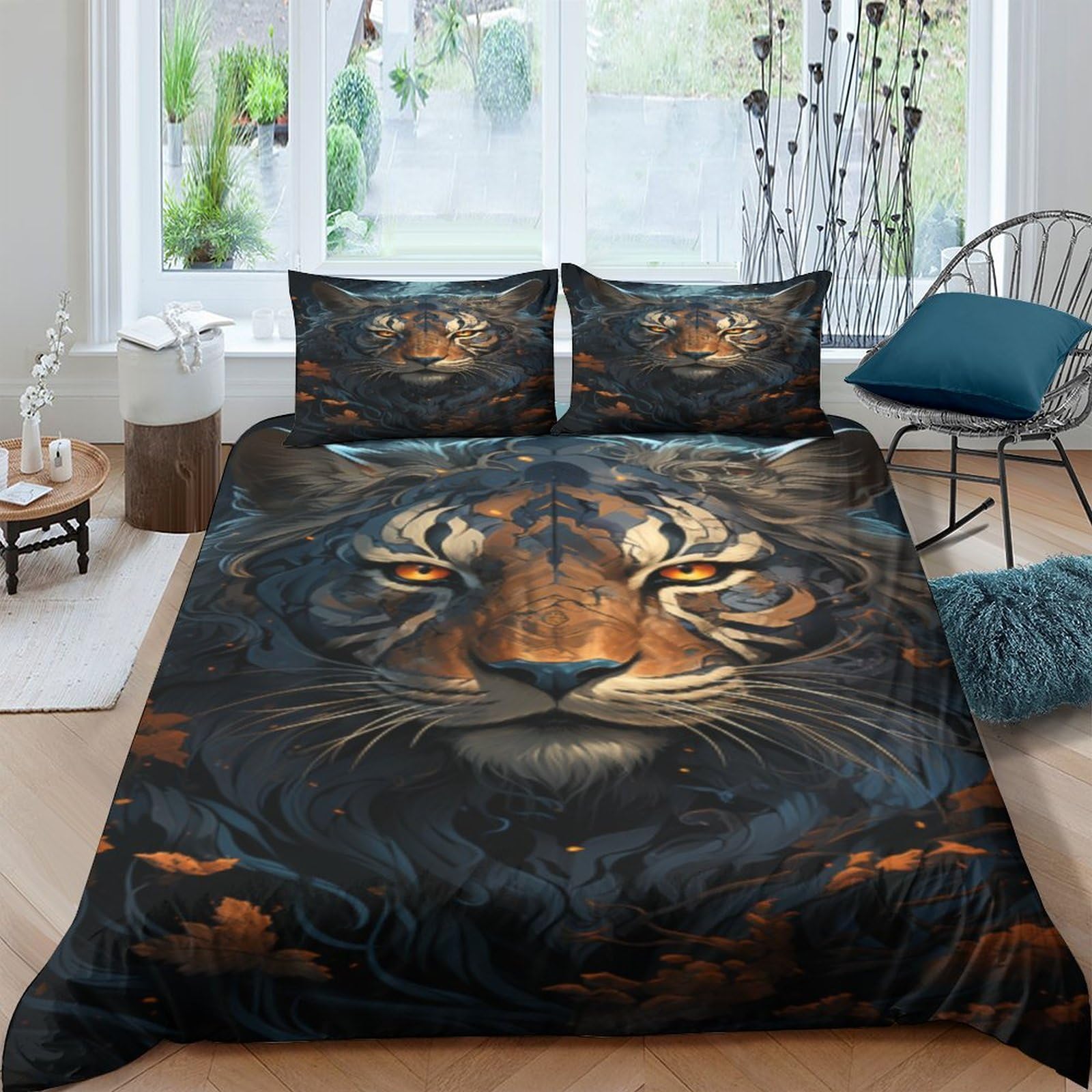 Housse de couette tigre grand lit literie imprimé animal 3D pour chambre enfant et ado