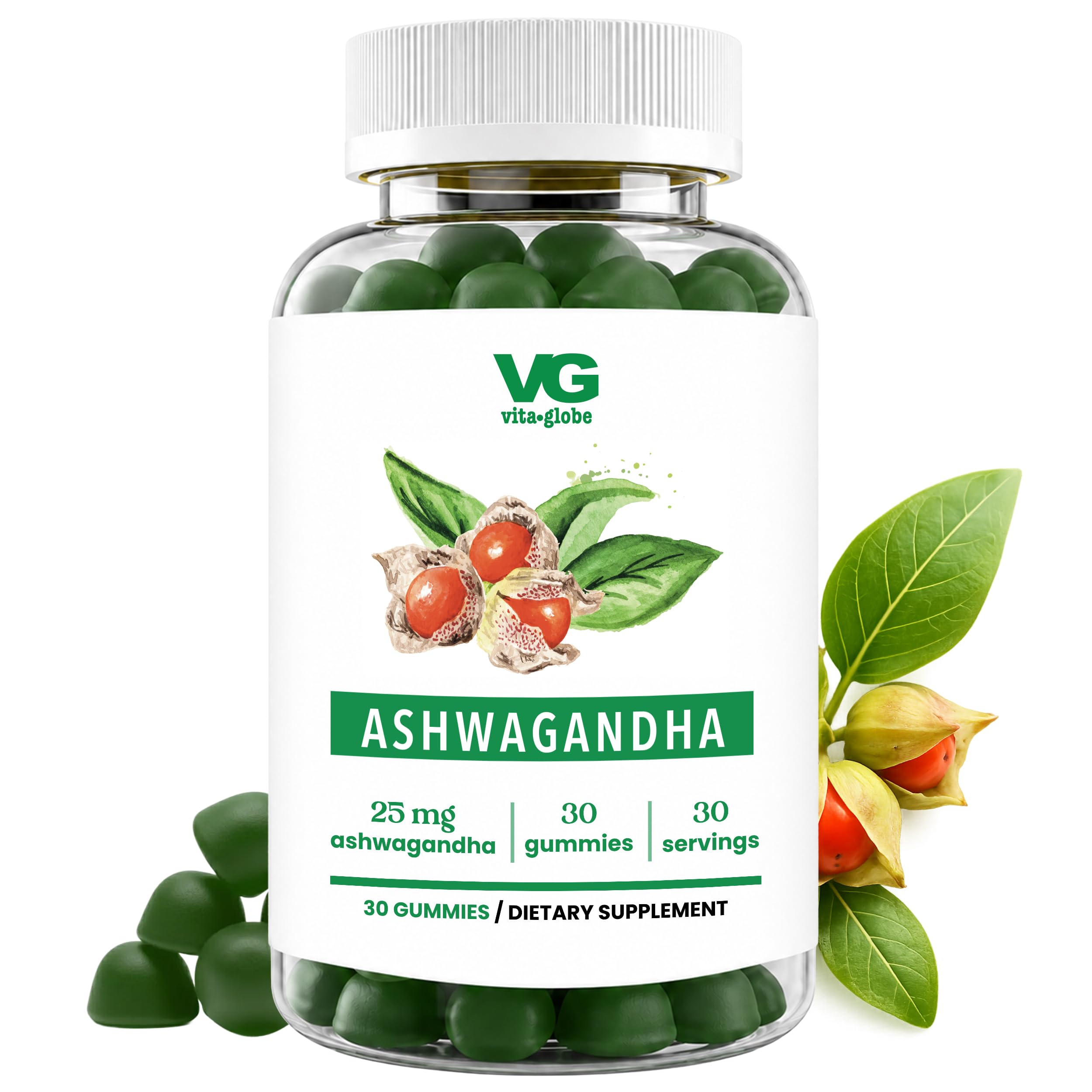 Amazon.com: VITA GLOBE Ashwagandha Gummies 25mg with Vitamin D2