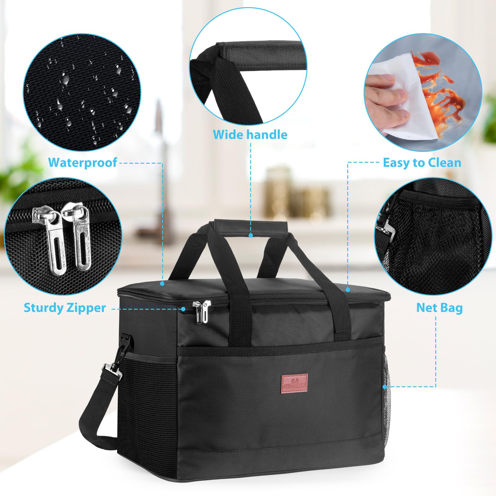 Dyserbuy 30L Large Cool Bag, Reusable Tote Cooler Bag, Insulated Picnic Lunch Bag Box, Picnic Bag for Camping, BBQ, Travel, Family and Outdoor Activities