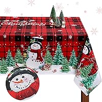 Vista 1 de Mantel de Navidad de 60 x 84 pulgadas, mantel rectangular de tela de Navidad reutilizable para invierno, hogar, comedor, fiesta, picnic, decoración
