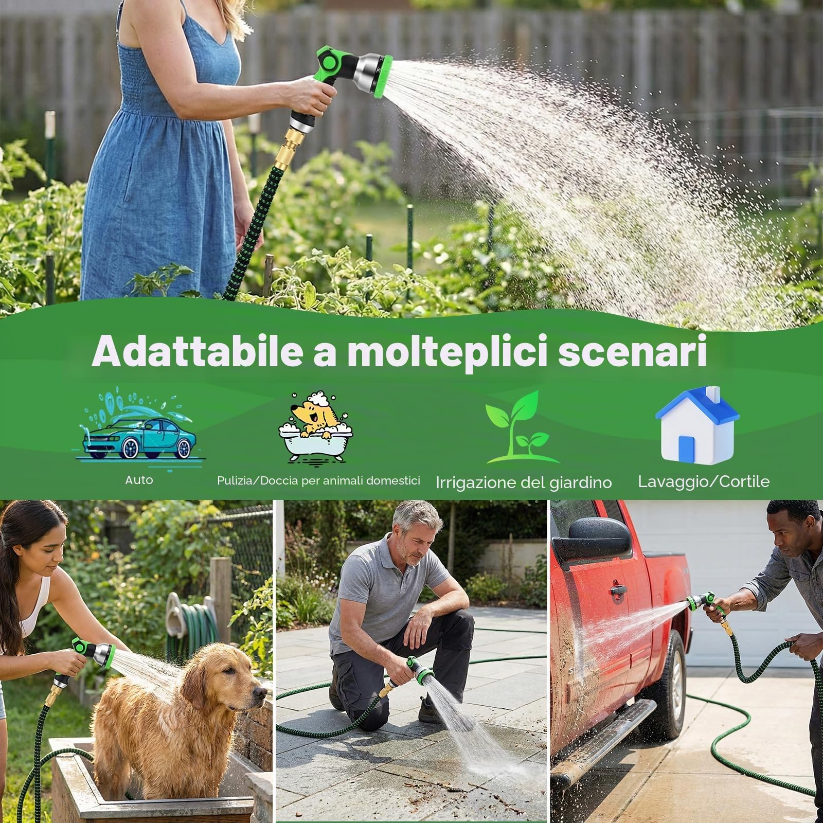 30m Tubo da Giardino Estensibile,Canna Acqua Giardino