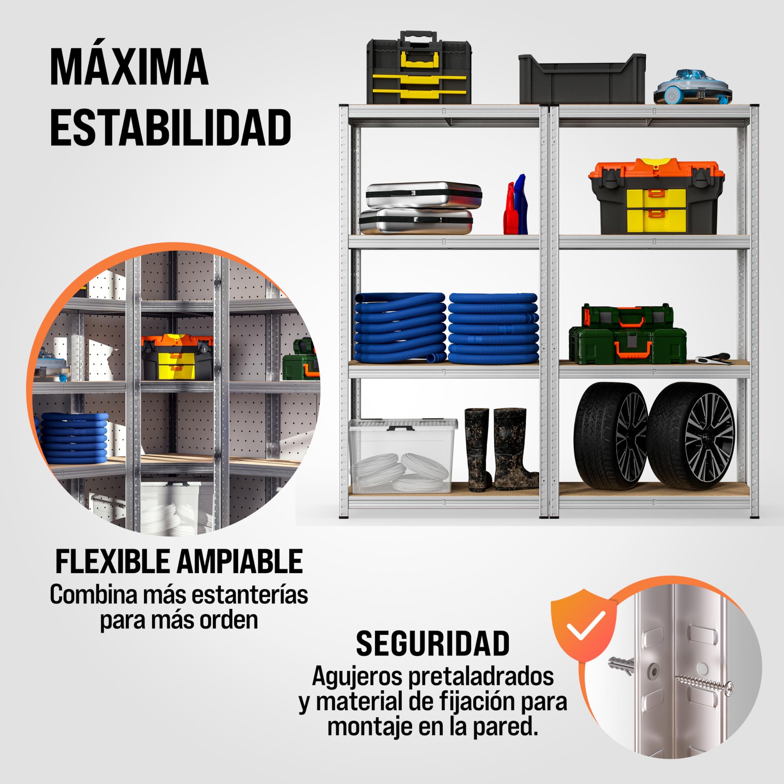 Monzana® Estanterías Almacenaje, Metálicas, 2 Unid., 170x75x30cm, 560kg, 4 Baldas, Cargas Pesadas, Trastero Organizador Taller Despensa