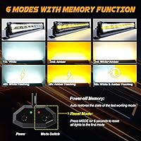 Vista 3 de ASLONG Barra de luz LED de 22 pulgadas 120 W con parpadeo blanco/ámbar y seis modos de luz de inundación y penetración para todoterreno, 1 pieza