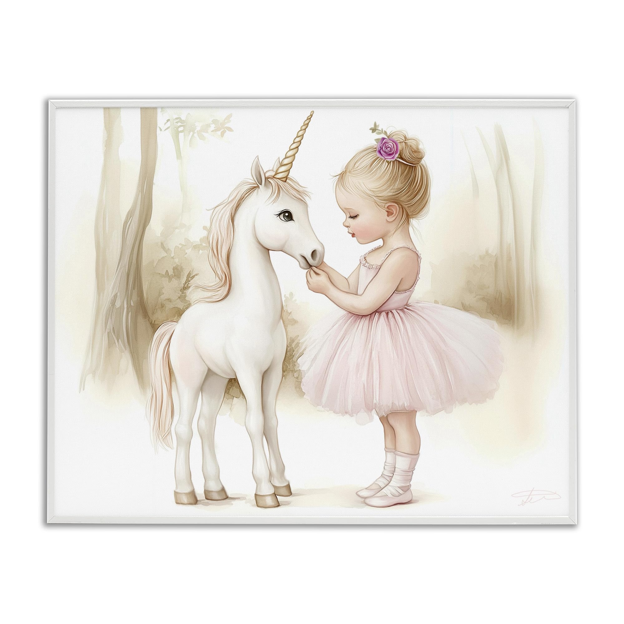 'Girl & Unicorn Friendship'| Framed Giclee Art