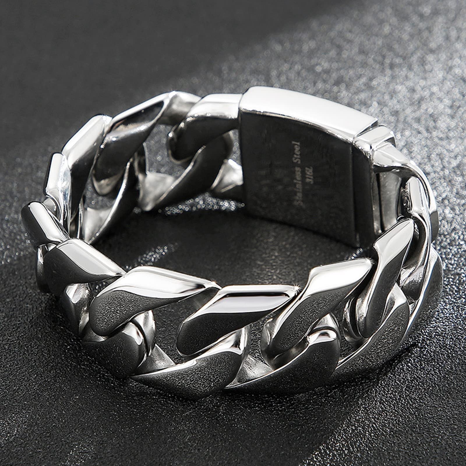 Bracelet Acier, Bracelet Vintage Argent Chaîne Épaisse Tressée Cadeau Saint Valentin Bracelet