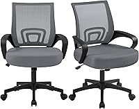 Vista 14 de Yaheetech Silla de oficina con respaldo medio, silla de escritorio giratoria con soporte lumbar, silla de malla ergonómica para computadora de Negro