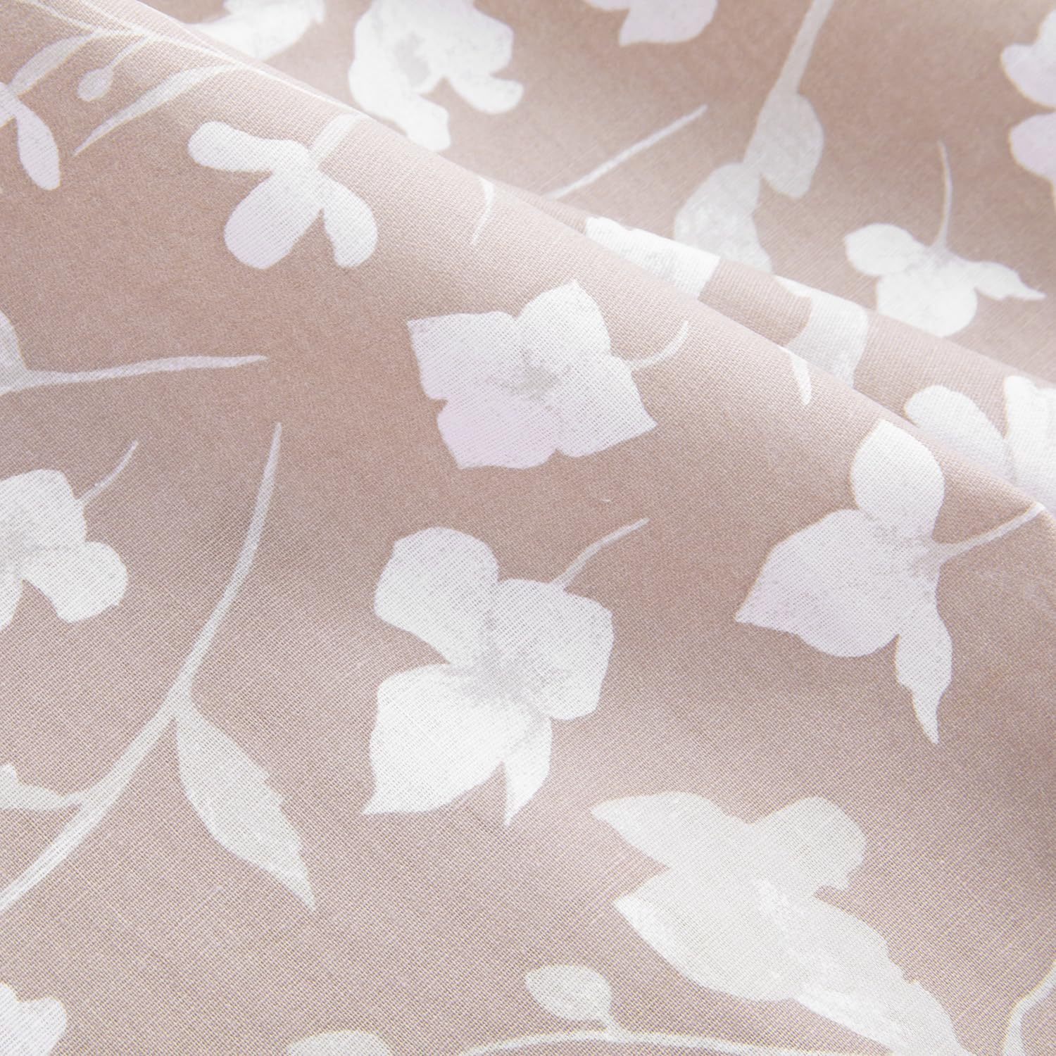KASANOVA Completo Letto Matrimoniale Cotone Fiori Tortora