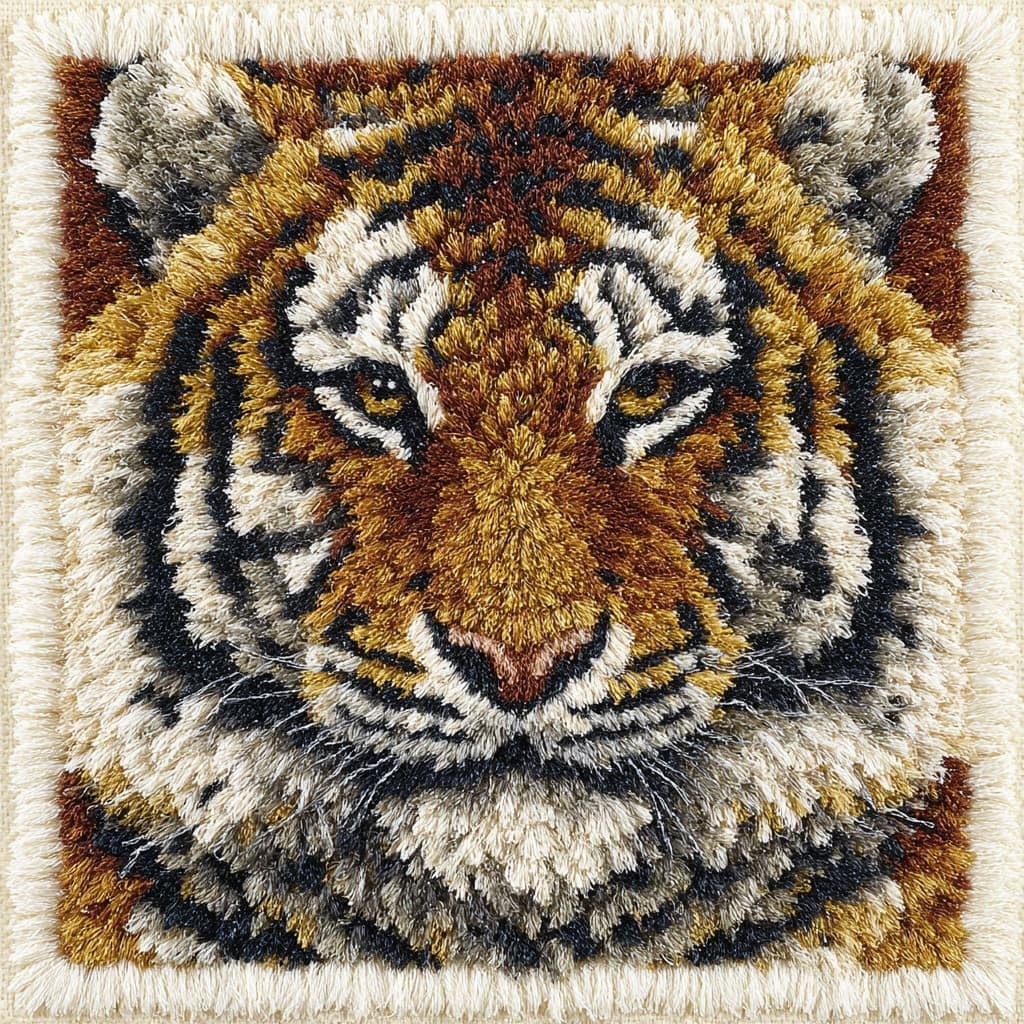 AxiangziK Latch Hook Cushion Kit 43x43cm,Tiger