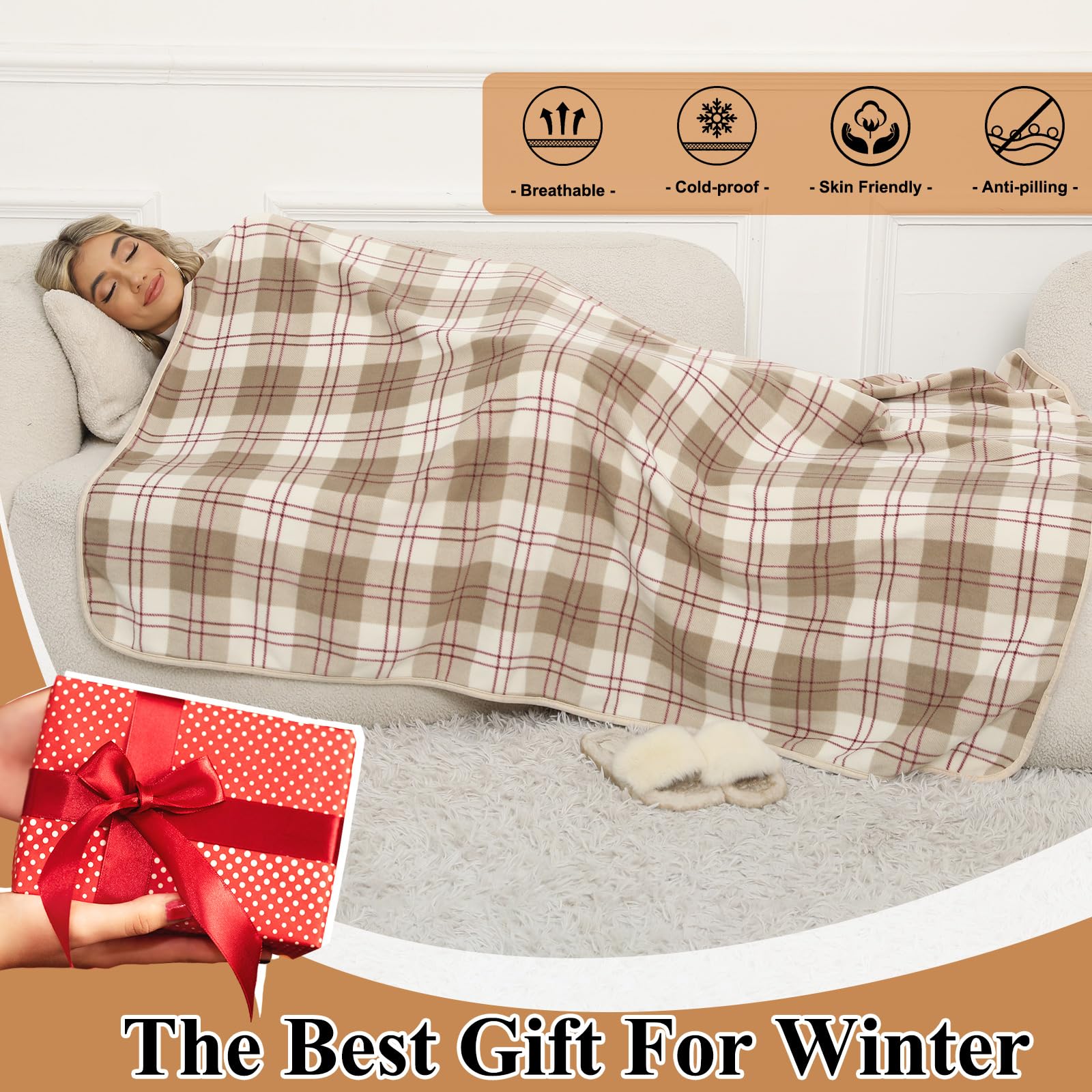 heekpek Femmes Ponchos Multiway Sherpa Polaire Châles Wraps Hiver Chaud Doux Grosse Cape avec Boutons Couverture À Carreaux Poncho Surdimensionné pour La Maison Bureau École