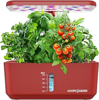 Ahopegarden Hydroponics Growing System: 10 Pods Indoor Herb Garden with LED | Plant Germination Kit with Growth Lamp, Countertop Hydroponic Planter for Fresh Herbs, Vegetables & Lettuce Lovers, Red