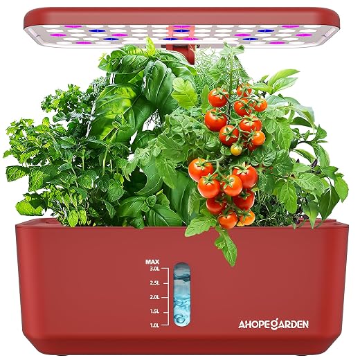 Ahopegarden Hydroponics Growing System: 10 Pods Indoor Herb Garden with LED