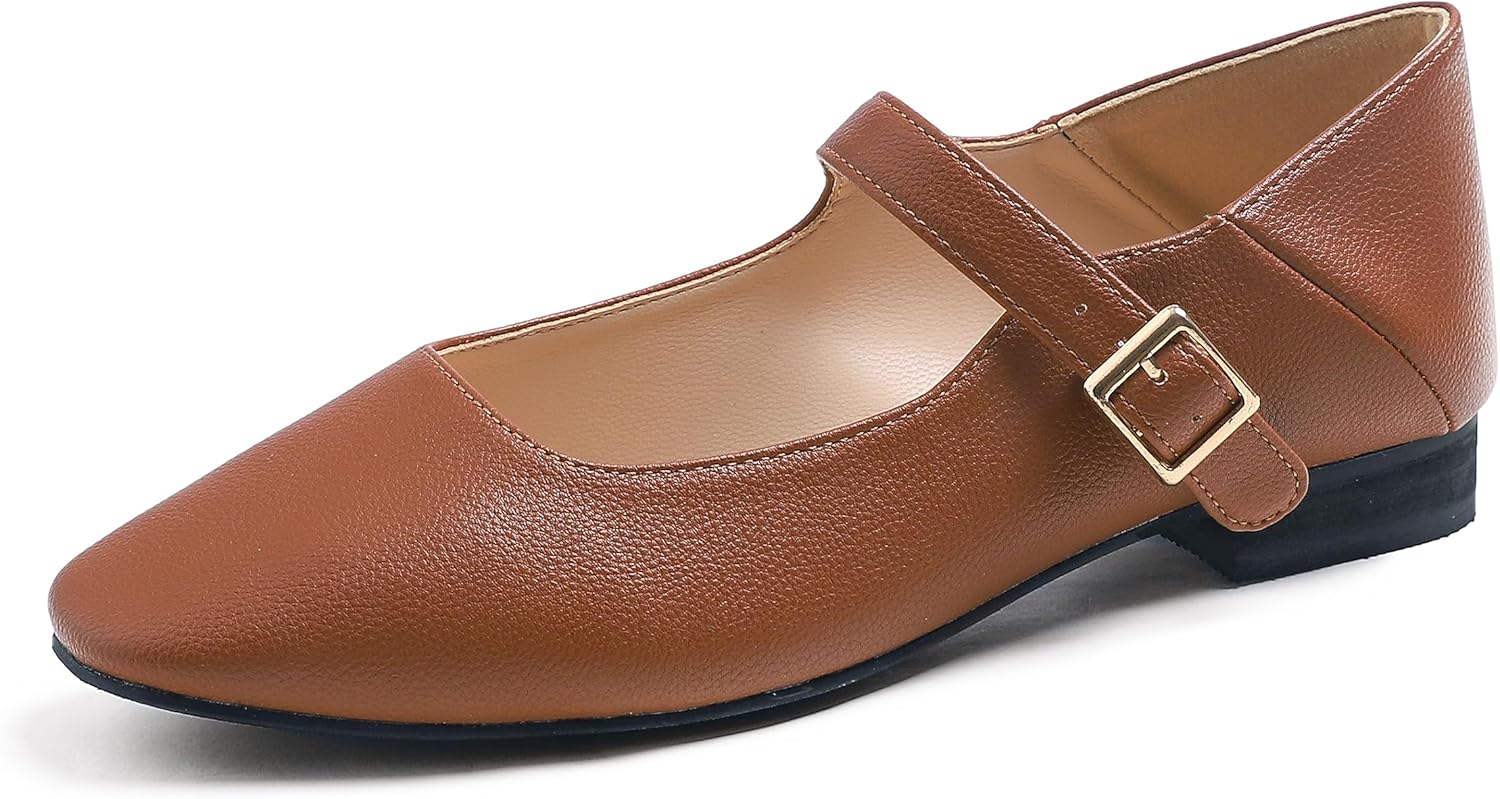 Sq Maryjane Camel Vegan Litchi Stack Heel