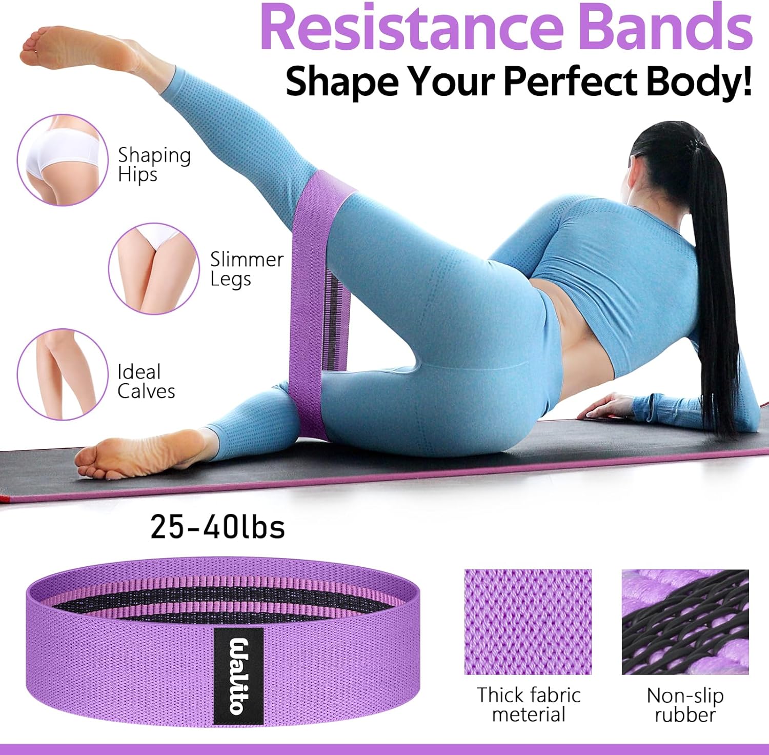 WALITO 8Pcs Barbell Pad Set for Hip Thrust - Squat Pad,Gym Accessories for Women with Bar Bad,Bench Press, with Gym Ankle Straps,Resistance Bands for Working Out,Lifting Strap,Carry Bag