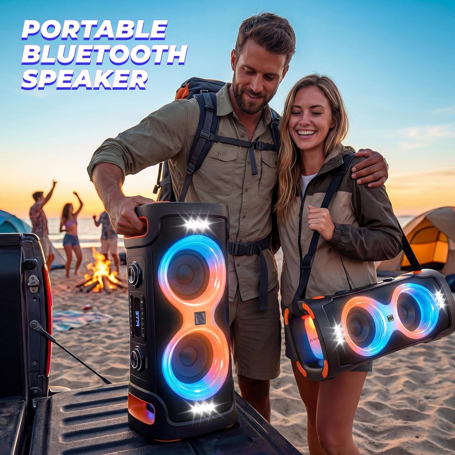 Party Bluetooth Speaker: 300W Peak Powerful Loud Stereo Sound Deep Bass, Large Portable Wireless Speakers with Subwoofer, TWS Dynamic Light Show 15H Playtime for Outdoor Camping Backyard Beach - Image 7