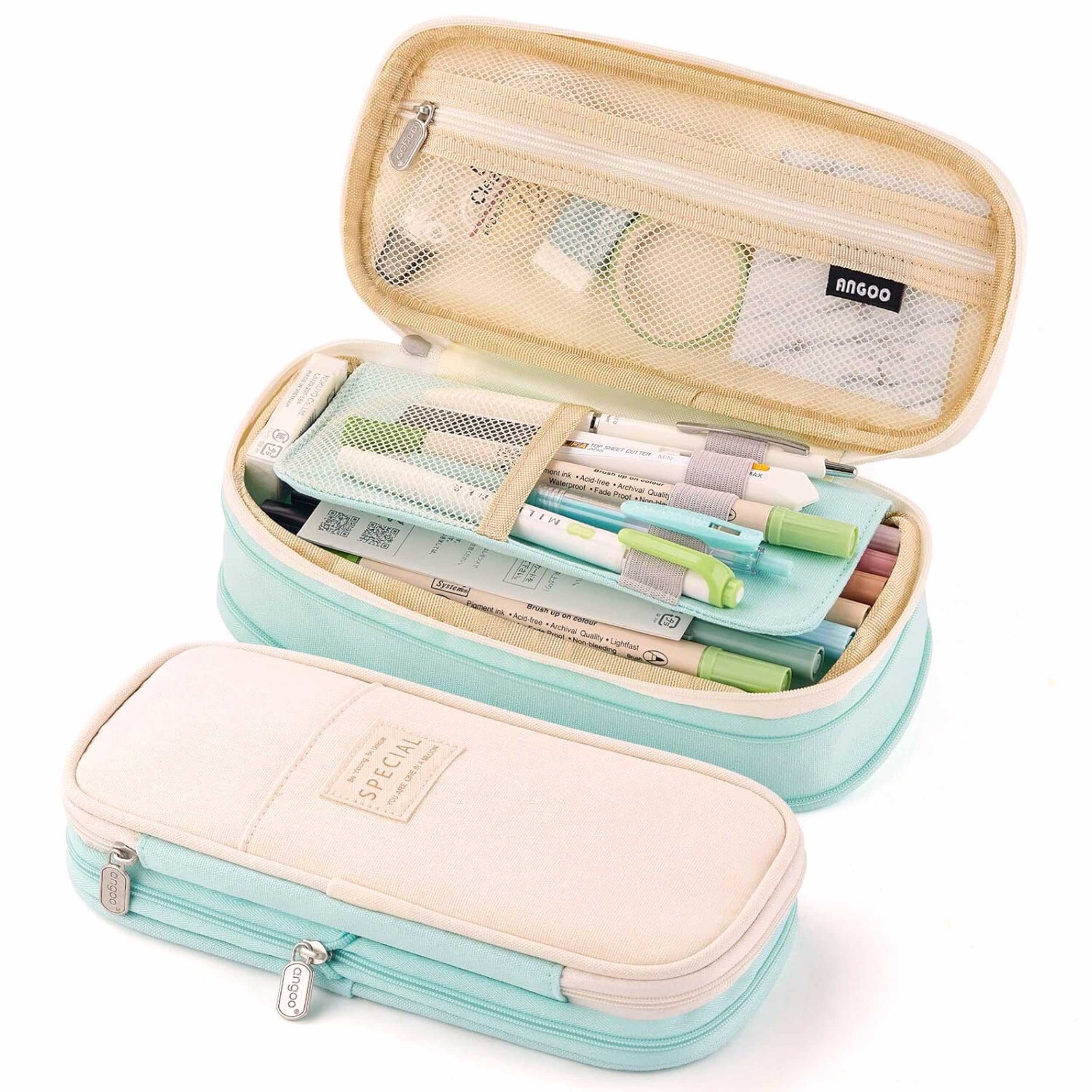 Corslet Large Capacity 3-Compartment Pencil Case, Aesthetic & Cute Pencil Pouch for School, Office, and Travel - Organizer for Stationery, Art Supplies, Makeup, and More
