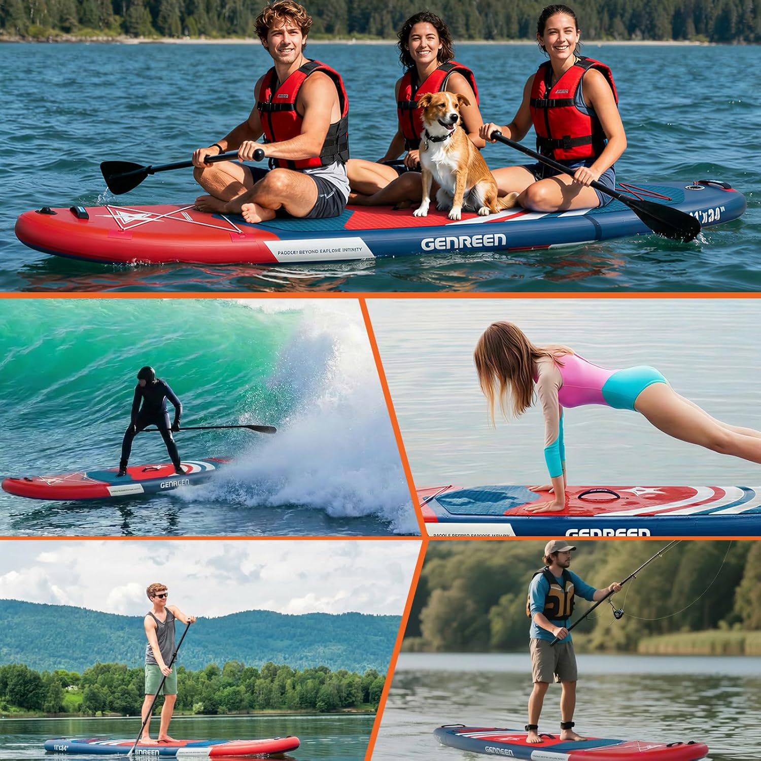 Paddle Board Stand up Paddle Board (Extra Large 11'*33/34") Newly Improved 2 Side Layers 450LBS Quality Inspection×5 (All-Season for JP customers) paddleboards Fishing Family Pet Friendly