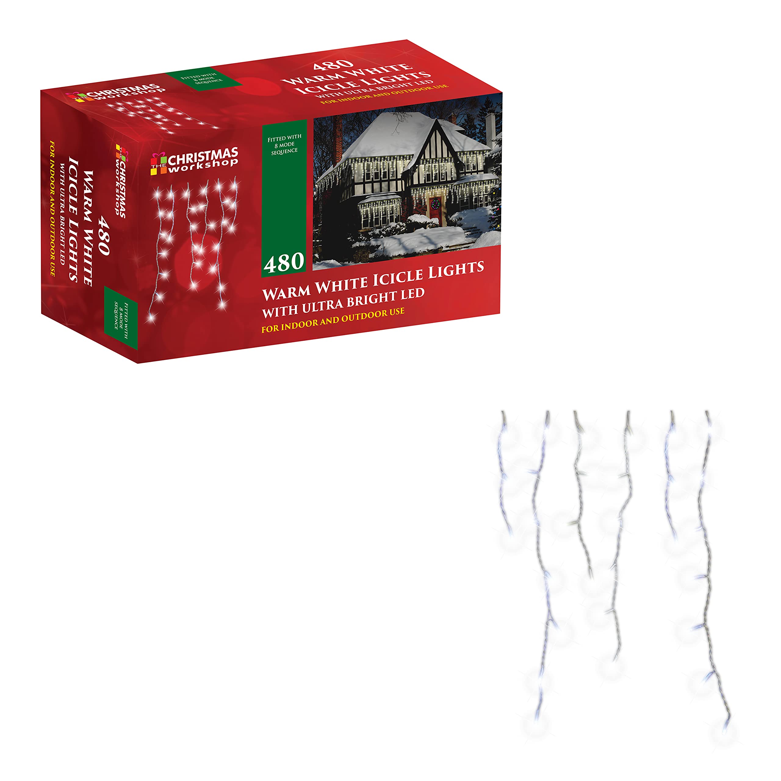 The Christmas Workshop 480 Led Icicle String Light Warm White