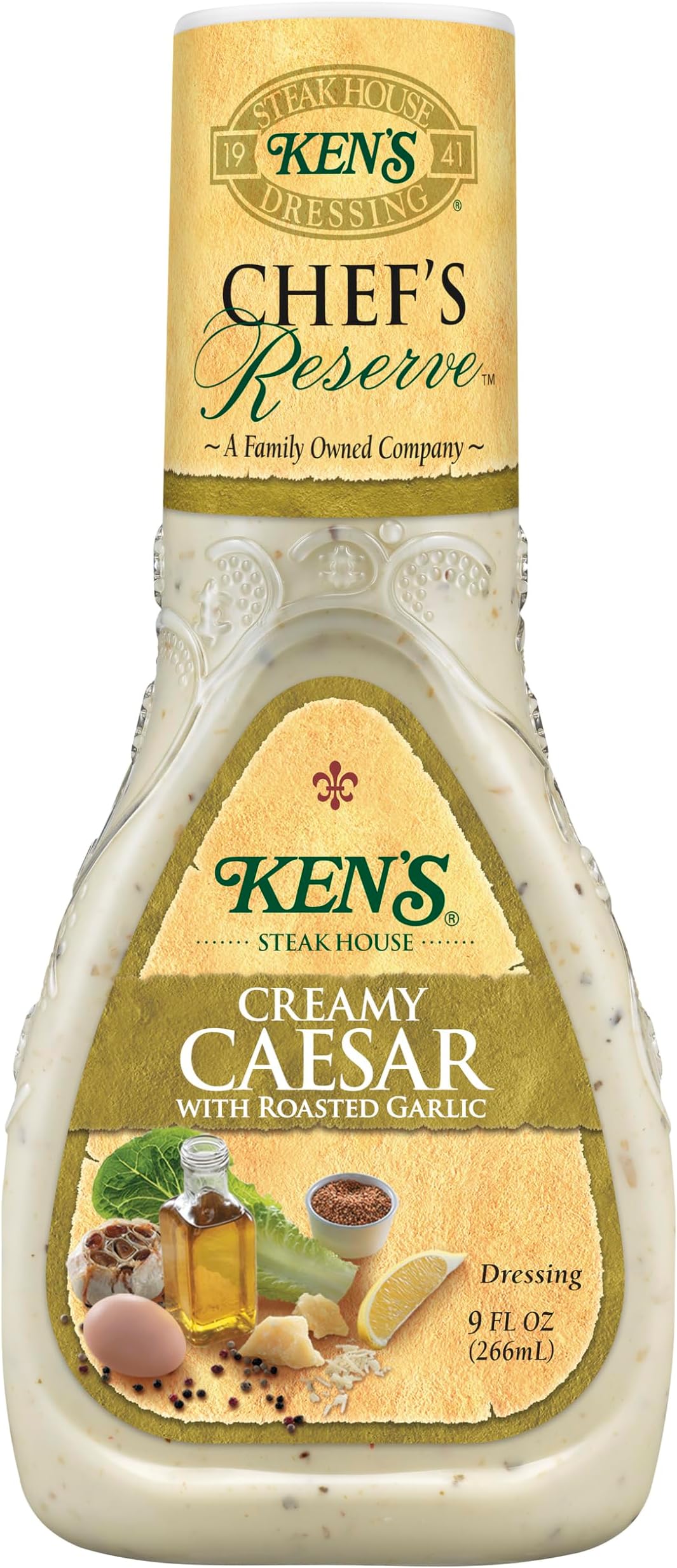 Ken's Steak House Chef's Reserve Creamy Caesar W/Roasted Garlic Dressing, 9 Ounce