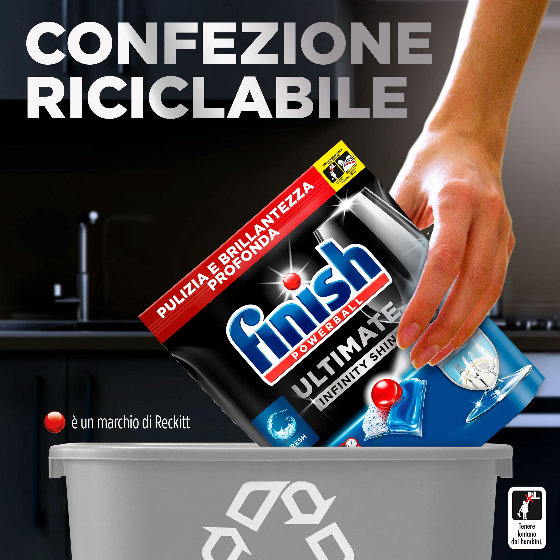 Finish Ultimate Infinity Shine Pastiglie Lavastoviglie, 80 Capsule Lavastoviglie, Detergenti per Lavastoviglie contro lo Sporco e i Residui Incrostati (Confezione da 1)