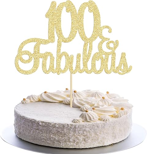 Gyufise 1 decoración de 100 fabulosos adornos para tartas de aniversario de 100 cumpleaños para 100 cumpleaños, aniversario, fiesta, decoración de