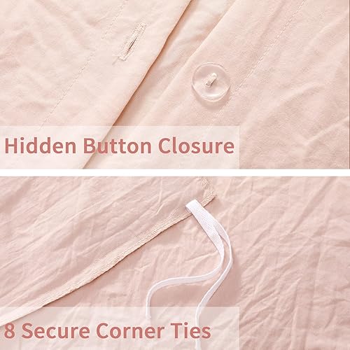 Miniatura 4 de Juego de funda de edredón tamaño King, juego de funda de edredón de microfibra lavada suave con volantes para el hogar, funda de edredón con cierre