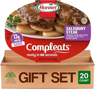 Salutem Vita – Salisbury Steak with Sliced Potatoes, Shelf-Stable Microwaveable Meal, 9 oz, Gift Set – Pack of 20