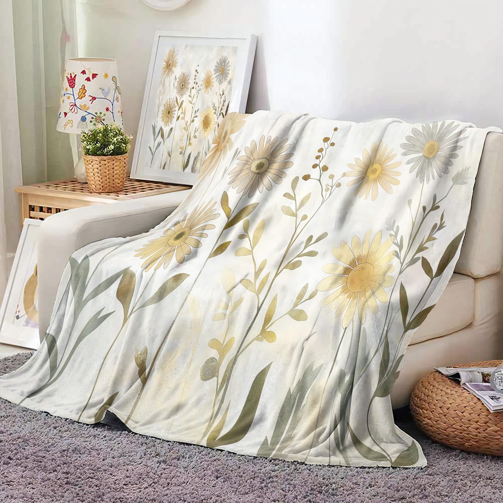 Couverture de canapé pour vos soirées cocooning | Plaid polaire fleurs