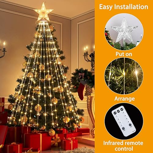 Miniatura 4 de Árbol de Navidad con forma de cono de Navidad, 7.5 pies con 295 luces LED, árbol de Navidad con 8 modos de temporizador, control remoto, árbol de
