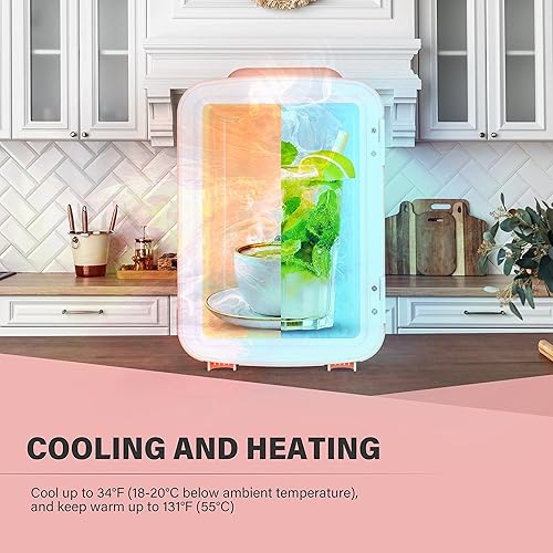 Miniatura 5 de YSSOA Mini refrigerador portátil de 4L para 6 latas, refrigeradores compactos para alimentos, bebidas, cuidado de la piel, escritorio de oficina,