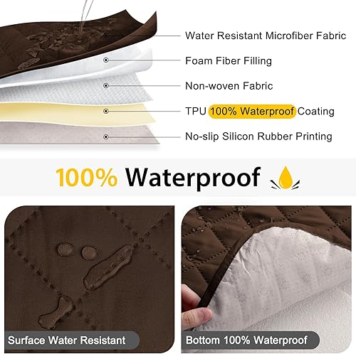 Miniatura 3 de Fundas de sofá 100% impermeables para mascotas y fundas antideslizantes lavables para sofá de 3 cojines con bolsillos, funda de sofá de gran tamaño