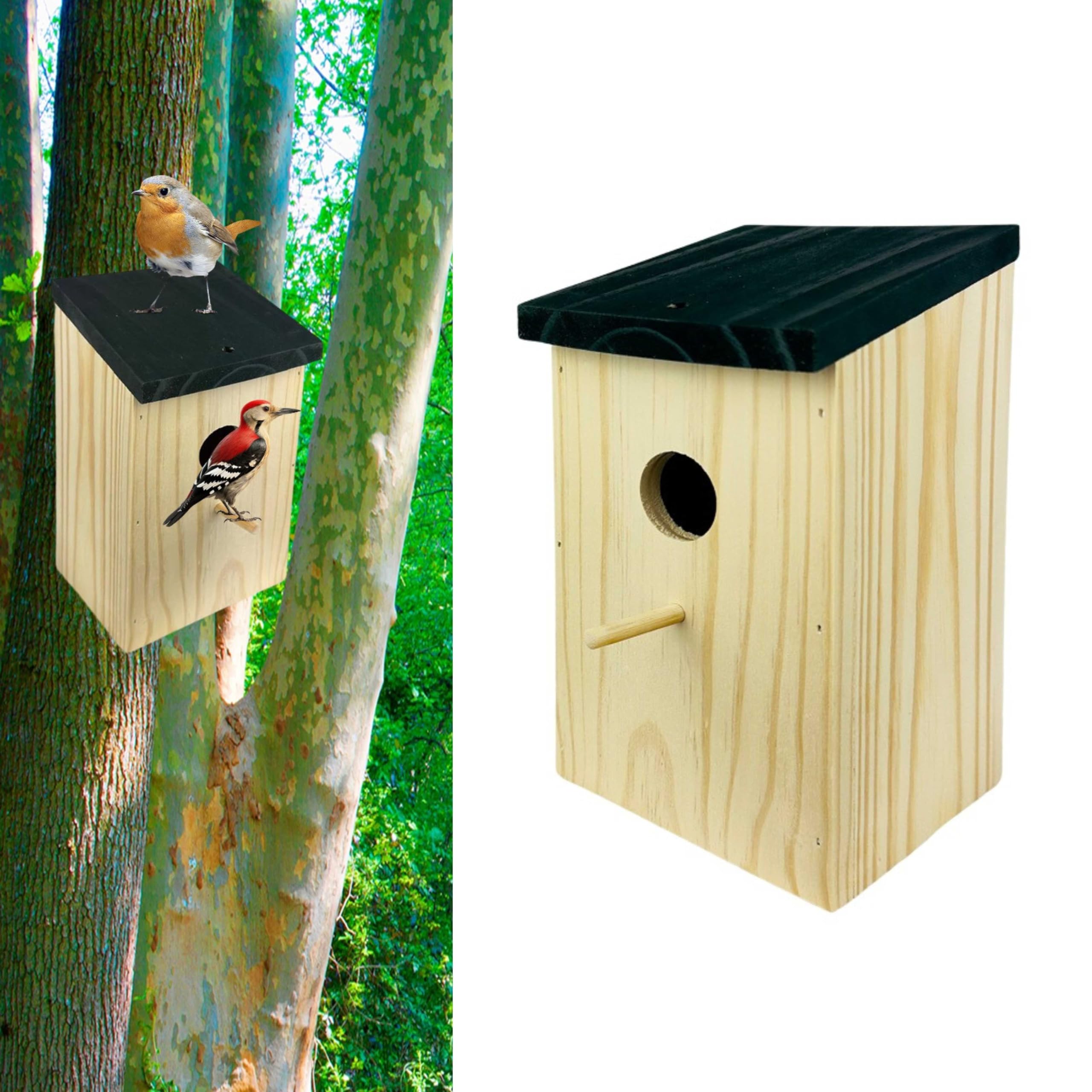 ADEPTNA Wooden Wild Bird Nest Box Bird House for Small Birds Sparrows Blue Tit Great Tits Robin – Ready Assembled