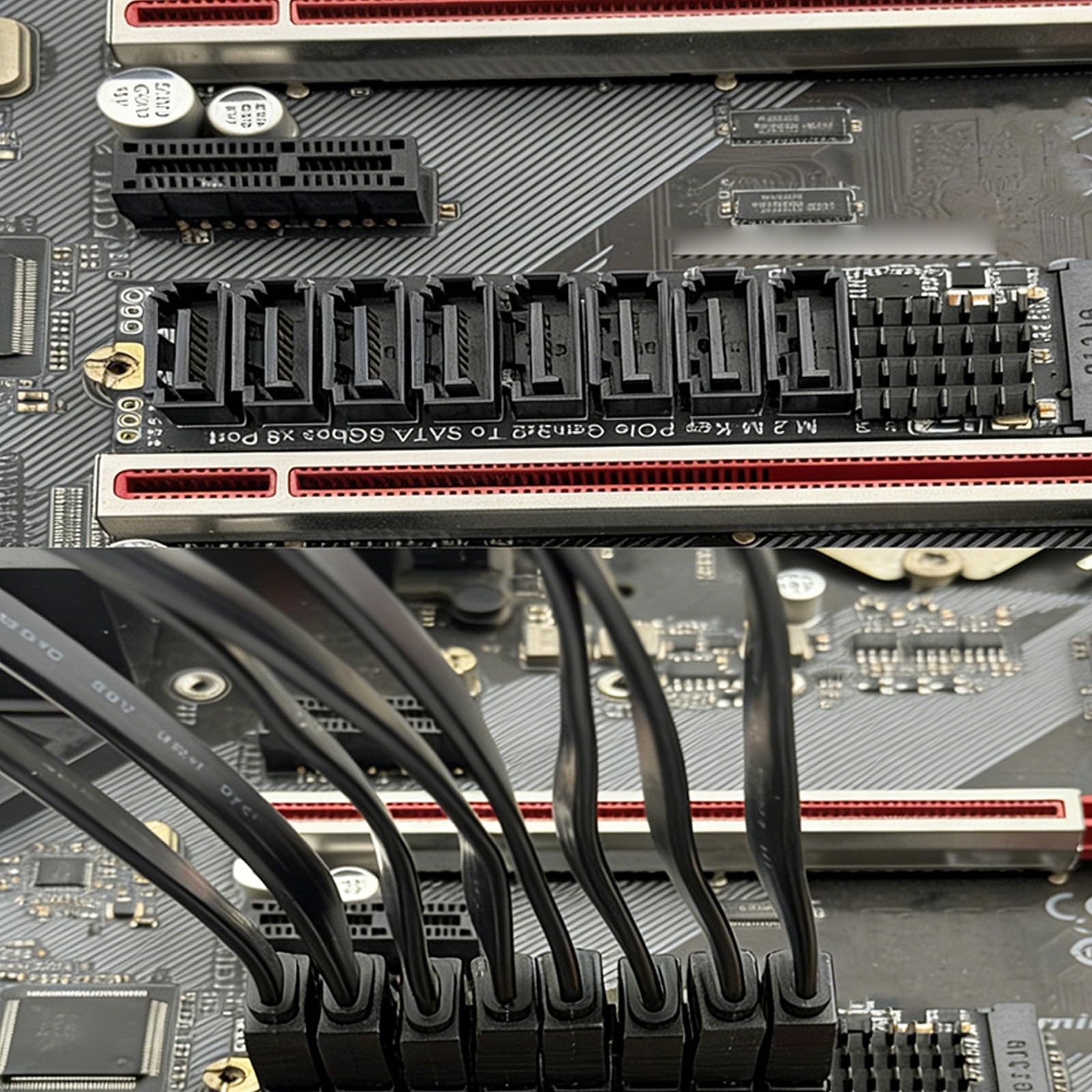 NVME PCIE do SATA3.0 dysk twardy 6 Gb/s rozszerzony adapter PCIE karta aluminiowa radiator 6-portowa karta rozszerzeń sprzęt komputerowy