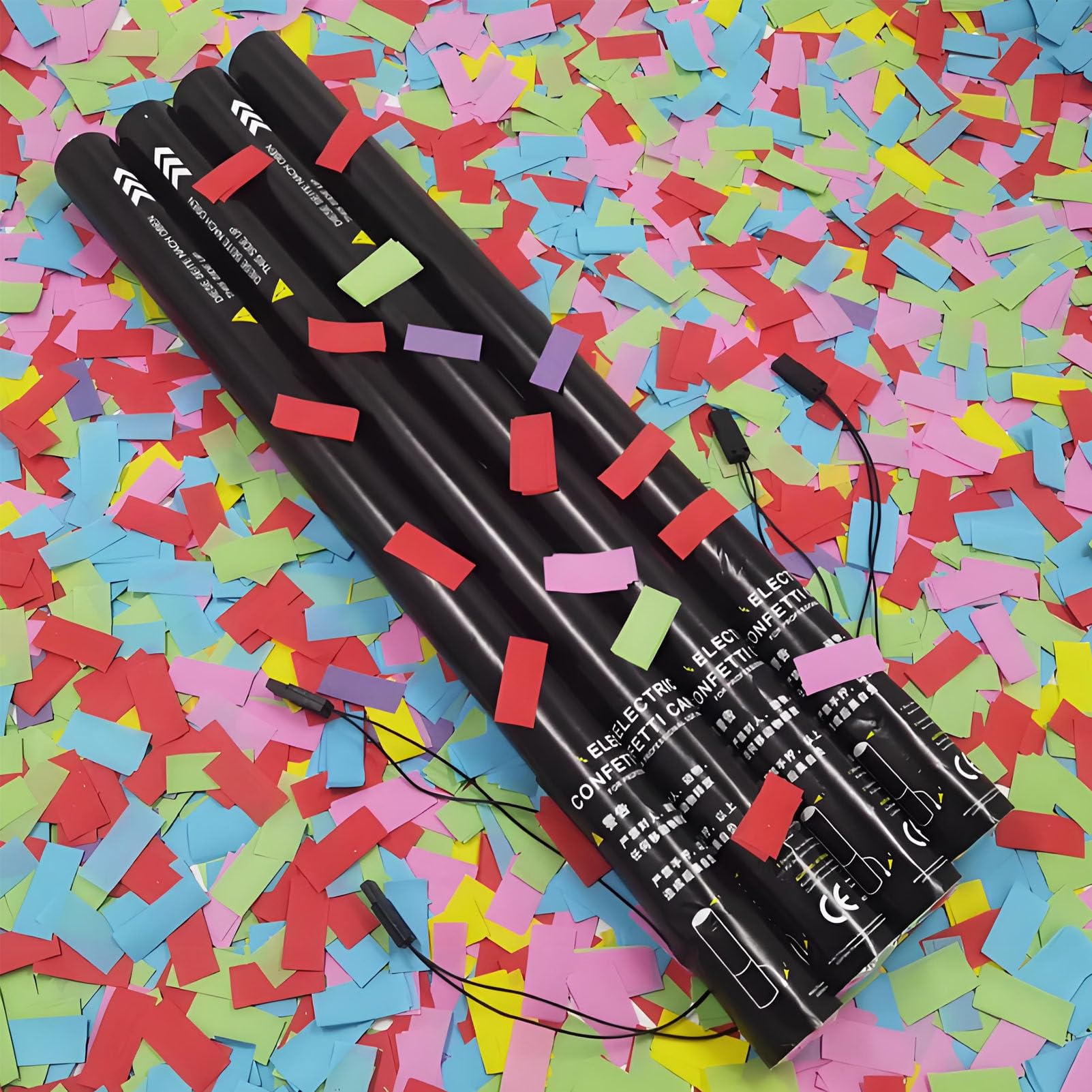 Confetti Cannon - Lanzador de confeti eléctrico biodegradable para fiestas y eventos, 80 cm, paquete de 25