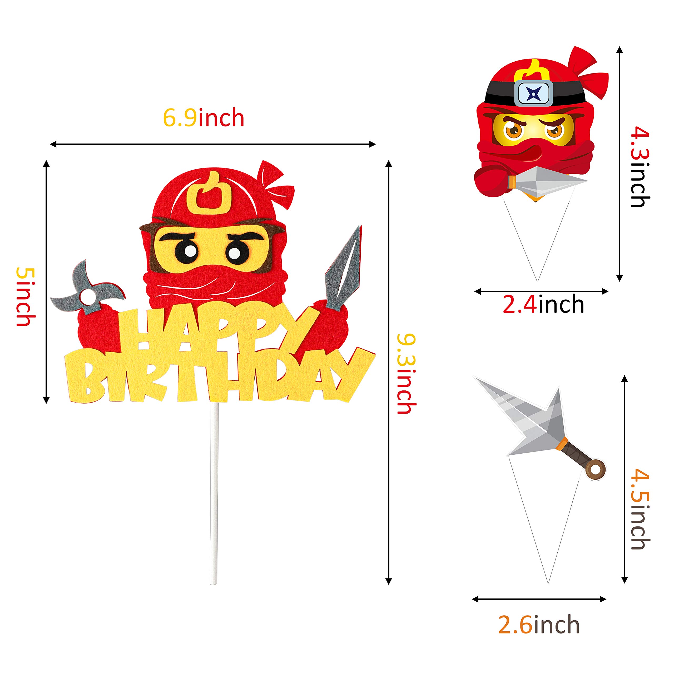 49Pcs Ninja Cake Toppers, Ninja Themed Party Cake Decorations, Happy