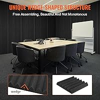 Vista 7 de VEVOR Paneles de espuma acústica, paquete de 36, 30.5 x 30.5 x 5 cm, paneles de pared insonorizados de alta densidad, paneles acústicos resistentes