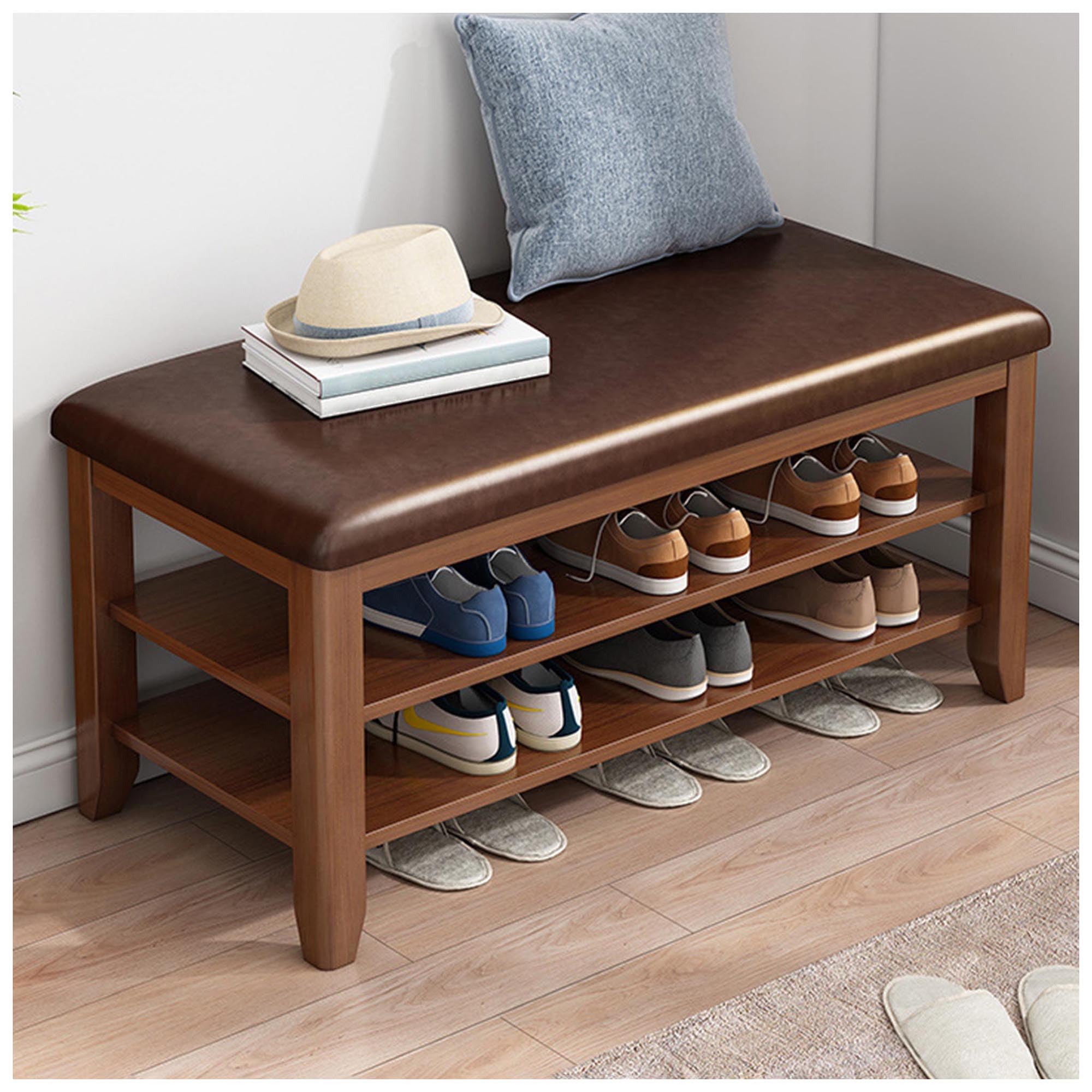 Banc à chaussures en métal robuste et assise rembourrée au design épuré
