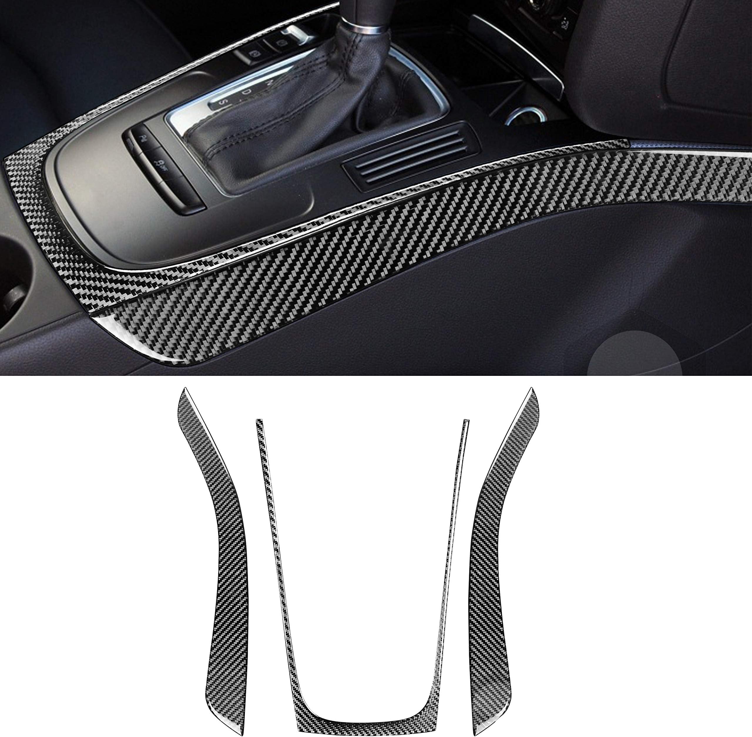 Car Interior Center Console Panel Side Covers Stckers Gear Shife Surround Real Carbon Fiber Decal Accessories Compatible with Audi A4 B8 2009-2016 / S4 2010-2016 / A5 S5 2008-2017 / RS5 2013-2015
