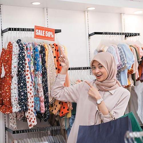 Miniatura 7 de Soaoo 10 ganchos de metal para colgar en la pared, incluye 2 rieles en forma de U, 8 unidades, 5 ganchos, cascada para ropa, hogar, garaje, tienda