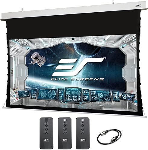 Elite Screens Evanesce B - Pantalla de proyección para empotrar en el techo con kit de instalación, lista para imágenes con definición 8k4k Ultra