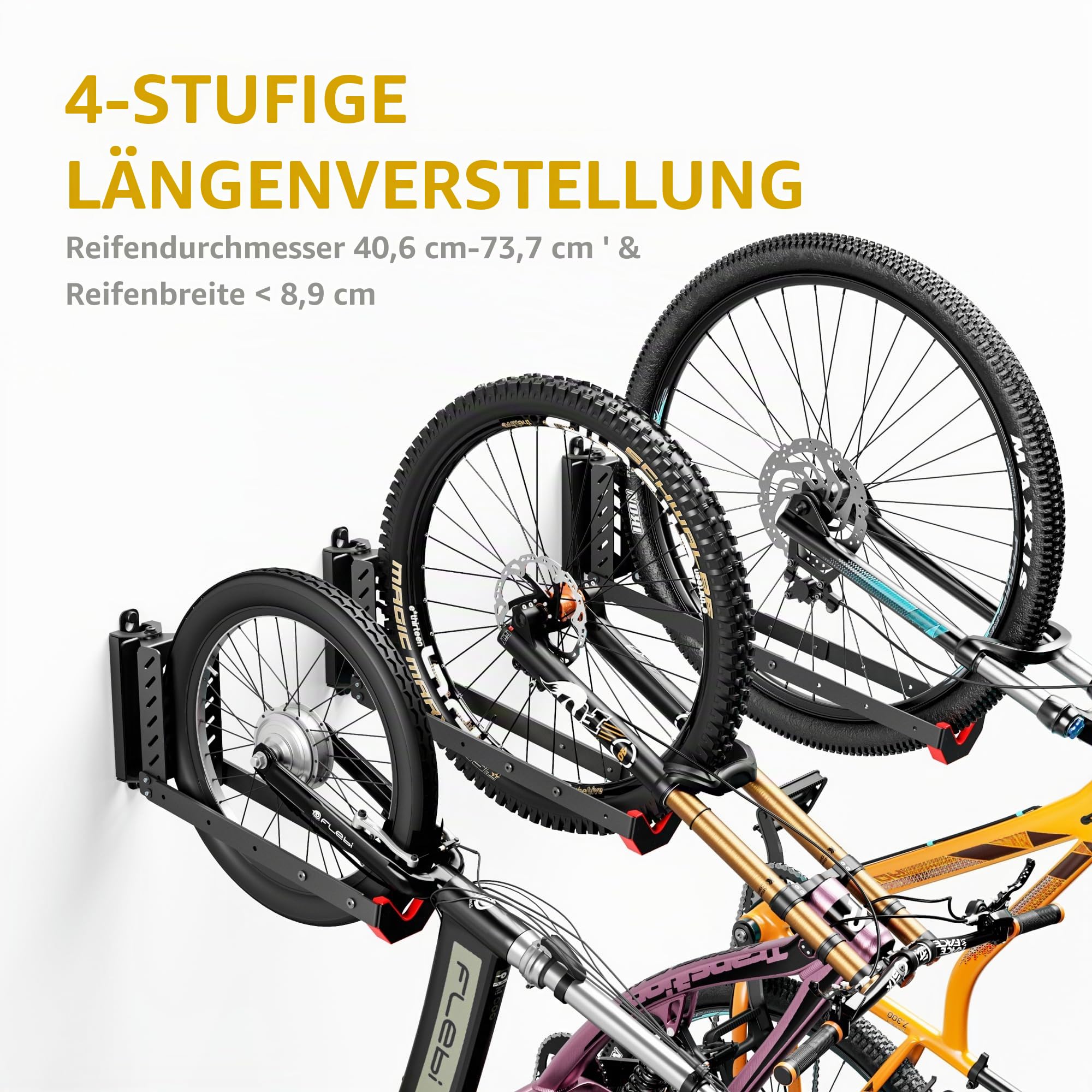 monTEK Schwenkbare Fahrrad-Wandhalterung, kein schweres Heben erforderlich, Fahrrad-Wandhalterung, Fahrradaufhänger für Garage, platzsparende Fahrradträger-Garage, einfach zu be- und entladen,