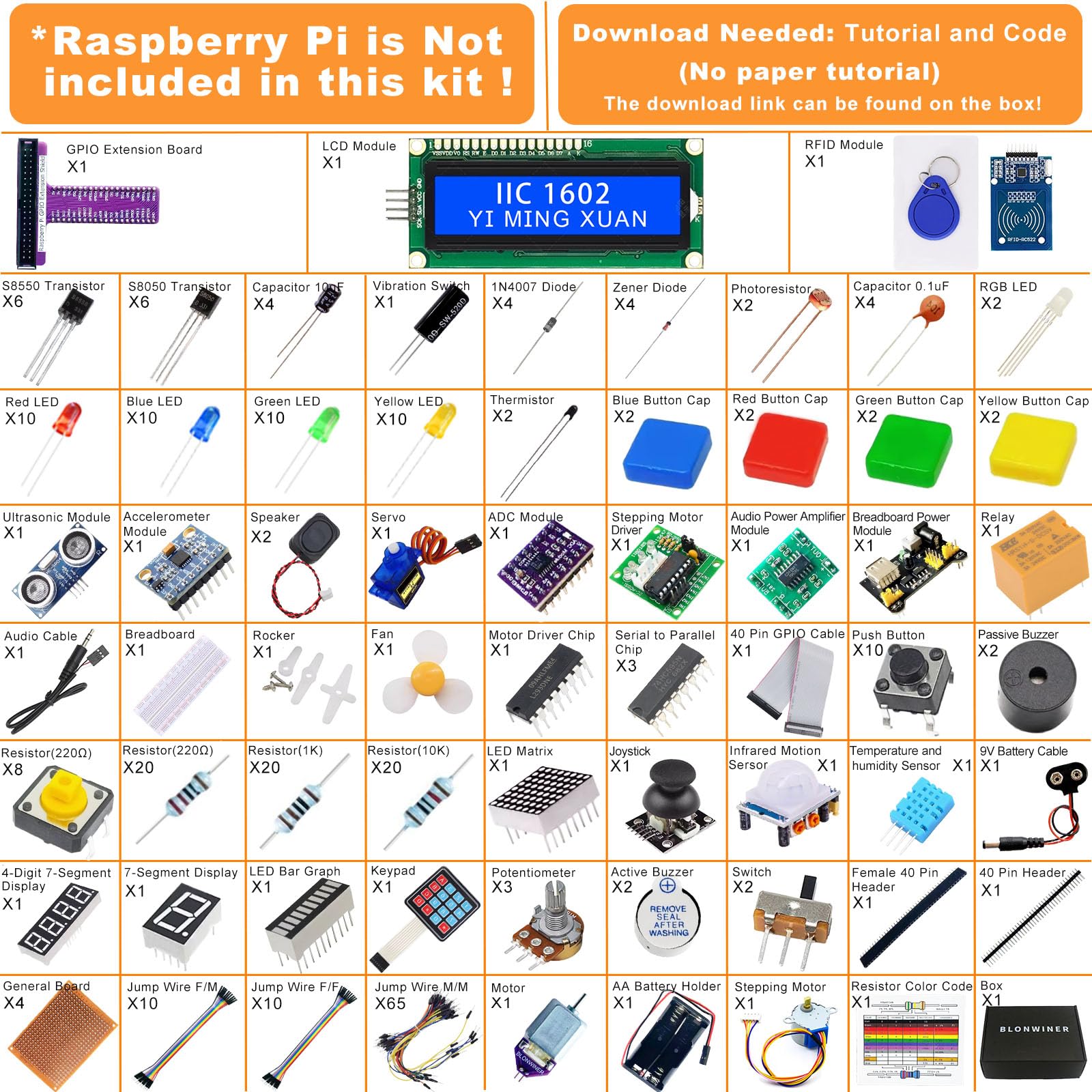 Kit de démarrage ultime pour Raspberry Pi 5 4 B 3 B+ 400 Zero 2 W, Python C C ++ Java Scratch Processing Code, 297 articles, 124 projets, cours de tutoriel en ligne pour débutants (Raspberry Pi non