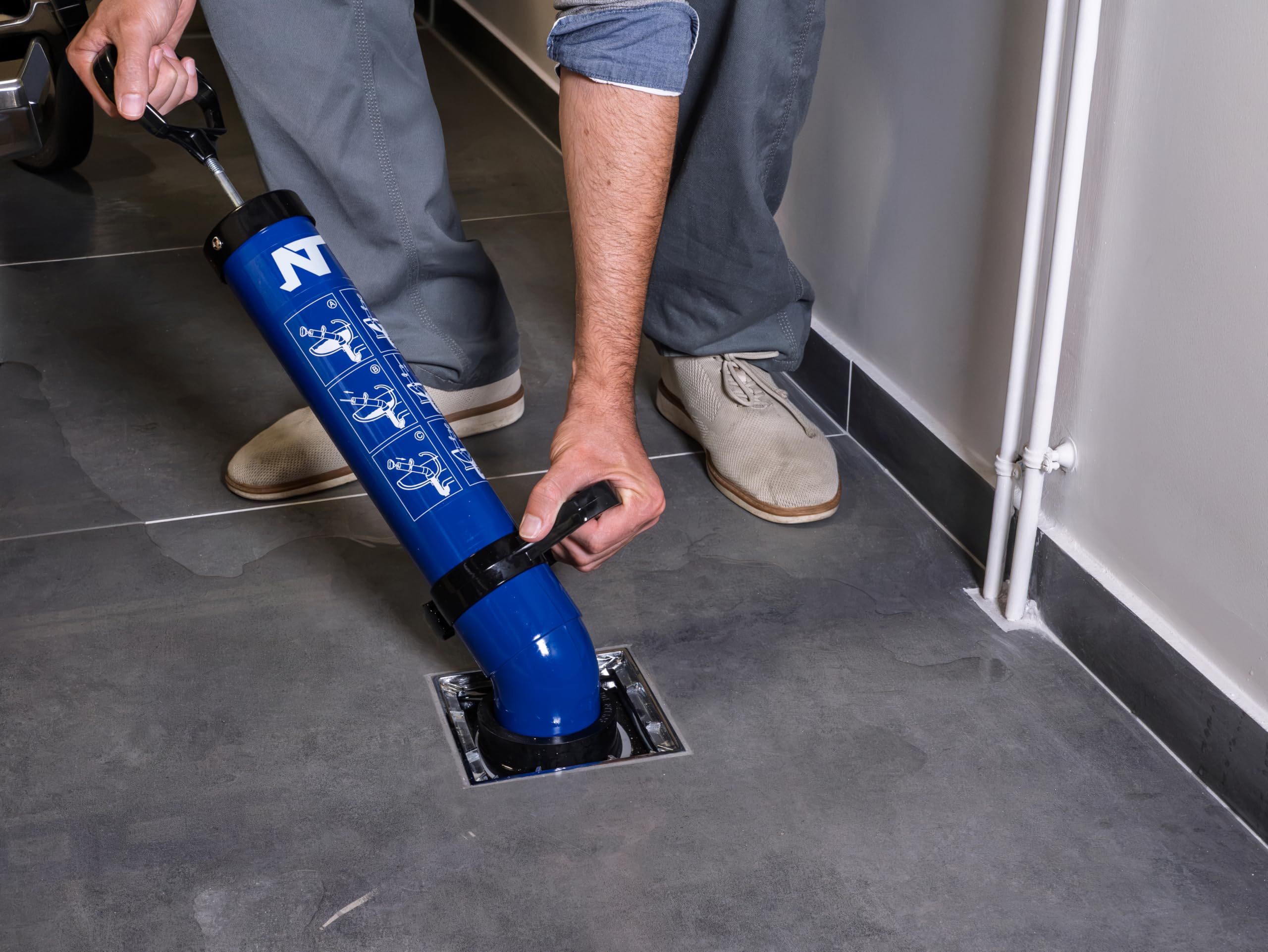 Déboucheur à pression PRO avec 3 embouts – Pompe de débouchage WC, évier, lavabo, douche et canalisation – Déboucheur sanitaire sans produit chimique NOYON & THIEBAULT