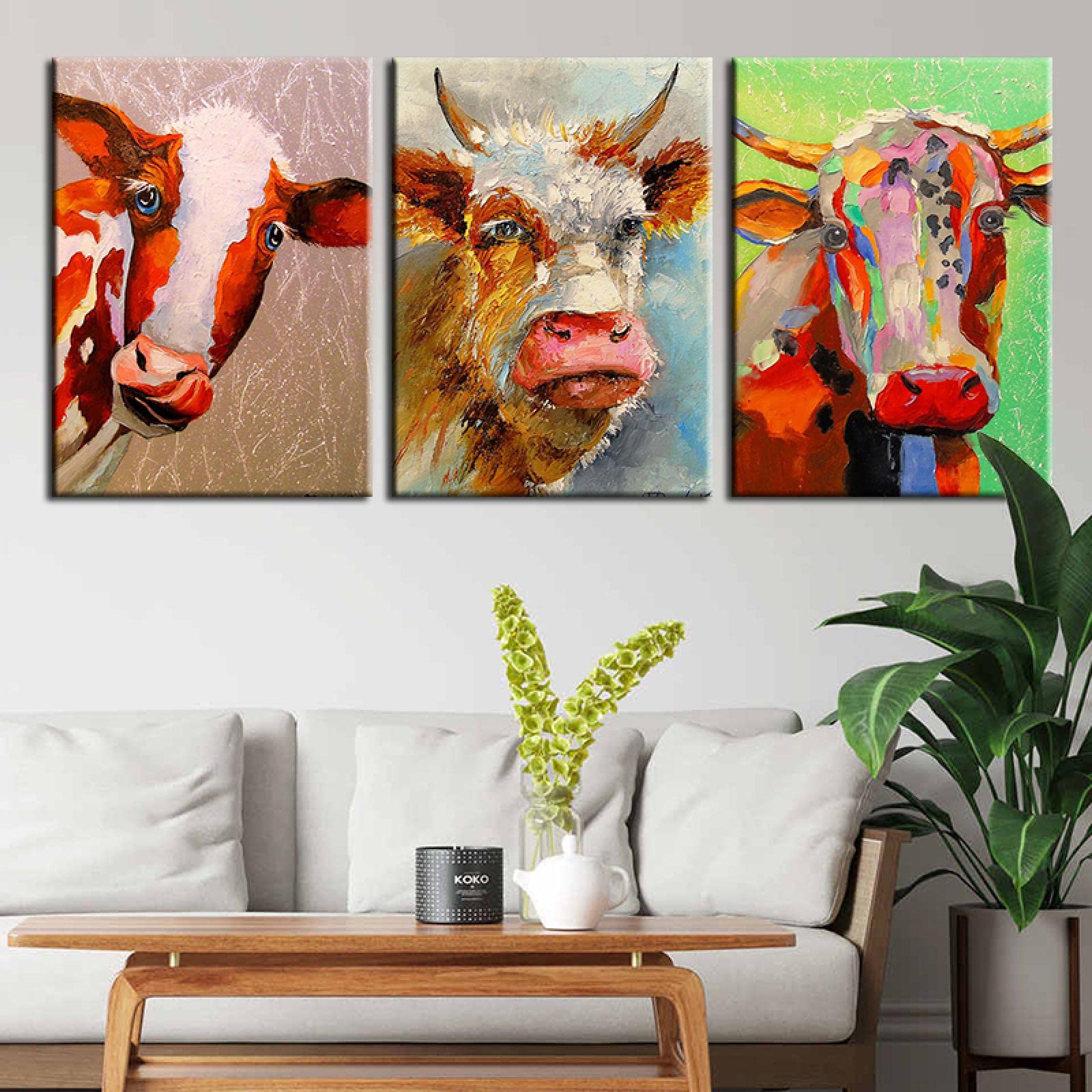 Peinture vache colorée tableau abstrait grand format décor salon - 8