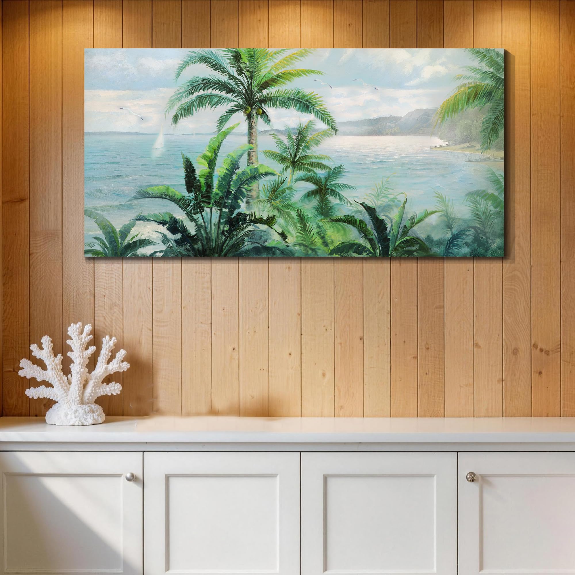 Amazon.com: Anolyfi Palm Tree Green Tropical Canvas Wall Art for