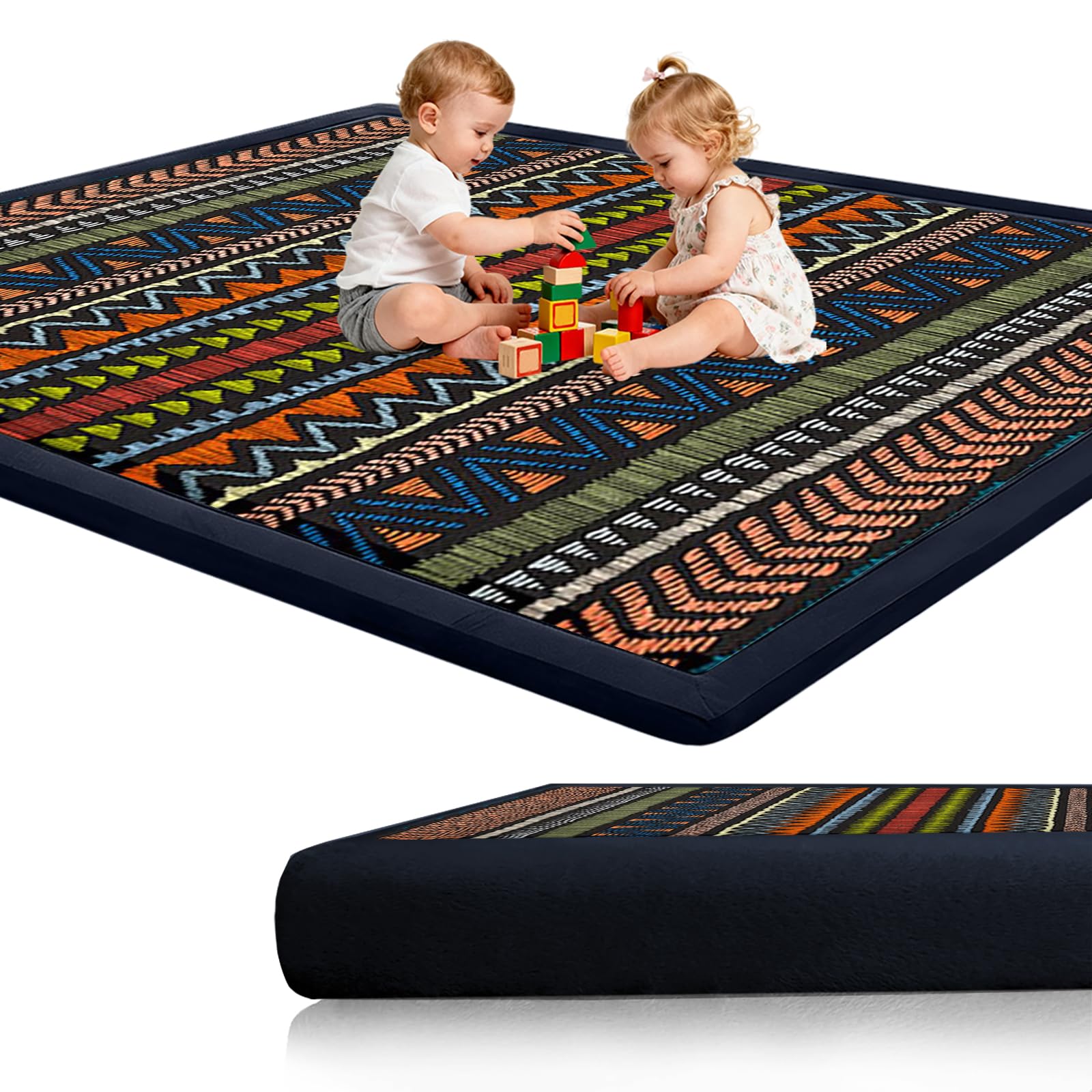 Tappeto Gioco Bambini Acolchado 2 cm Extra Spesso, Antiscivolo, Ideale per Pavimenti e Box Neonato, Palestra Neonati, Tappeto Tummy Time Neonati 120 x 150cm