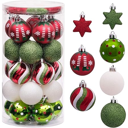 Victor S Workshop Weihnachtskugeln 35tlg 5cm Plastik Christbaumkugeln Set Weihnachtsbaumschmuck Dekoration Christbaumschmuck Fur Party Haus Dekoration Elfen Thema Rot Grun Weiss Amazon De Kuche Haushalt Wohnen
